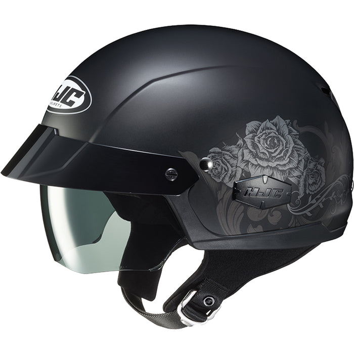 HJC IS-Cruiser Flower Helmet in Semi-Flat Black/Silver