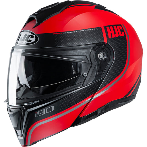 HJC i90 Davan Helmet in Semi-Flat Black/Red
