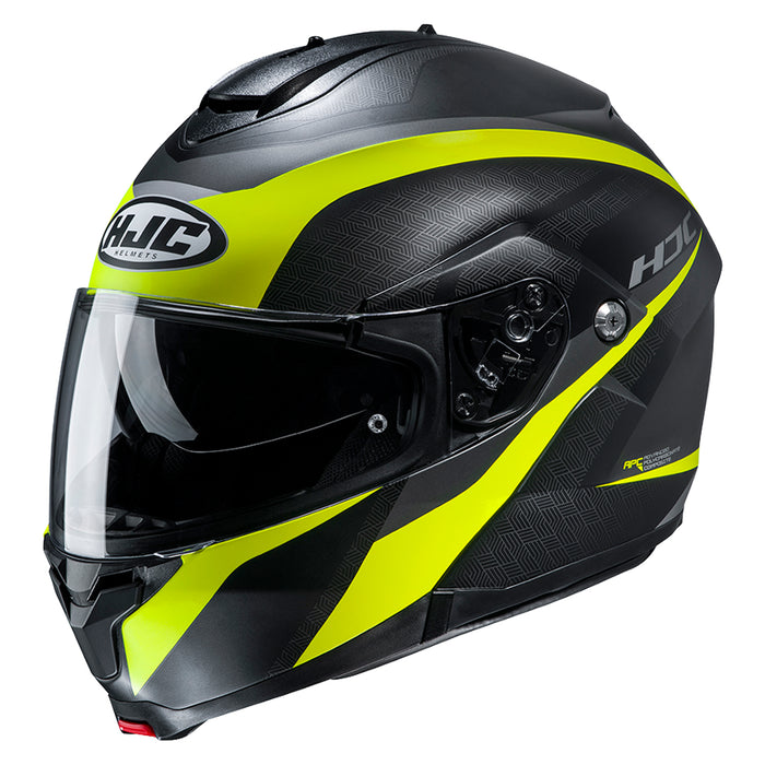 HJC C91 Tally Helmet in Semi-flat Black/Hi-viz Yellow 2022