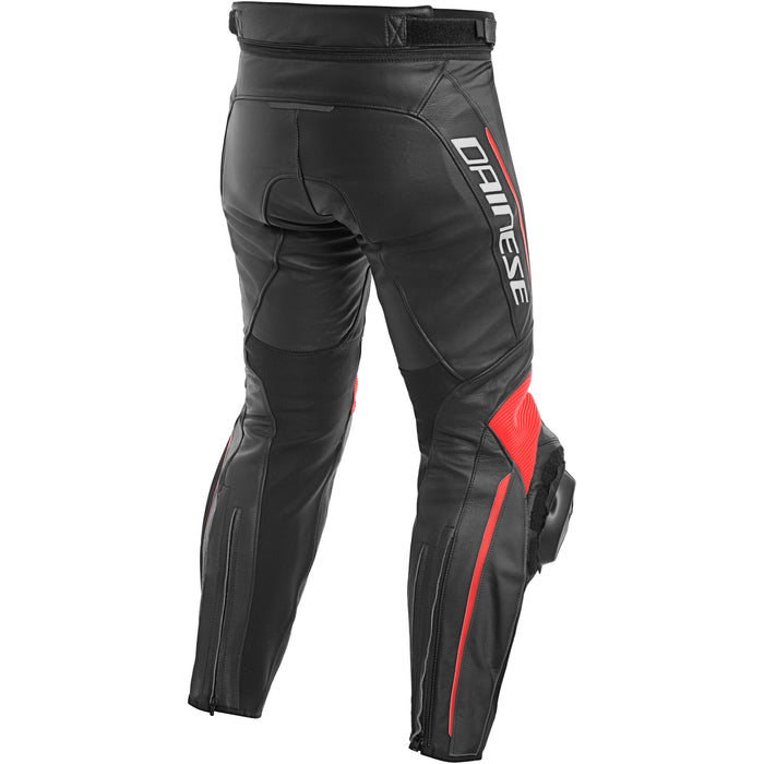 Dainese Delta 3 Leather Pants in Black/Black/Fluo Red