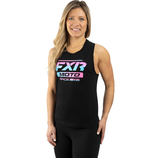 FXR Moto Premium Women's Muscle Tank in Black/Cotton Candy
