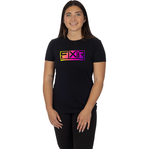 FXR Podium Premium Women's T-shirt in Black/Neon Fusion