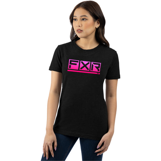 FXR Podium Premium Women's T-shirt in Black/Raspberry Fade