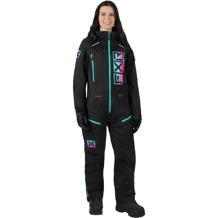 FXR Recruit F.A.S.T Insulated Women’s Monosuit in Black/Mint-E Pink Fade