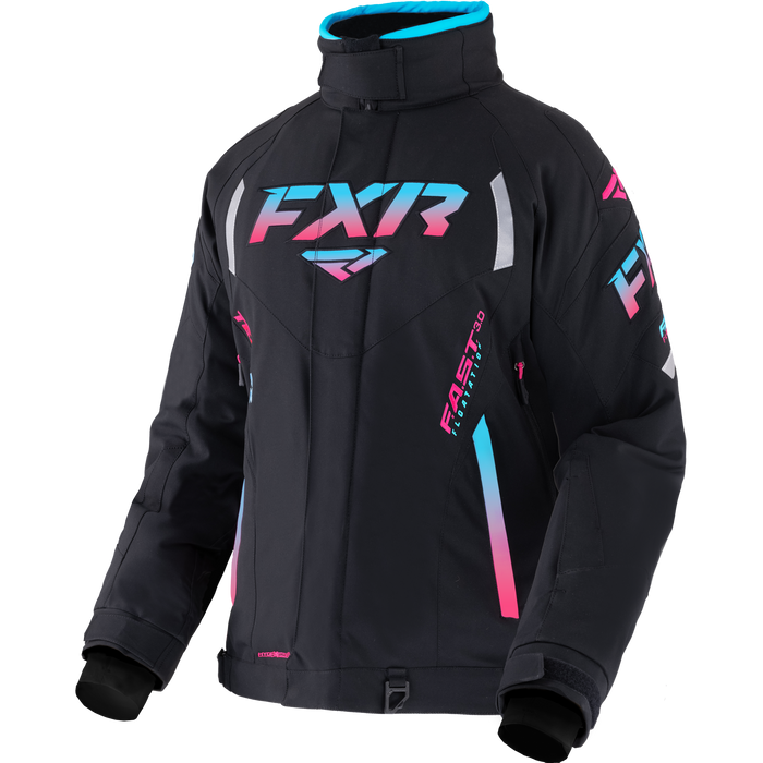 FXR Team FX Women's Jacket in Black/Sky-E Pink Fade