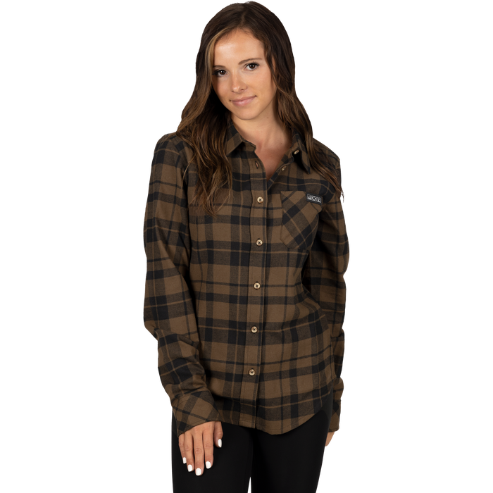 FXR Timber Flannel Women's Shirt in Bronze/Black