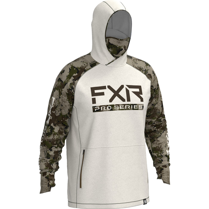 FXR Tournament Pro Hybrid UPF Pullover Hoodie in Bone Heather/Army Camo