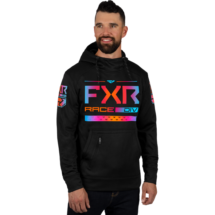 FXR Unisex Race Division Tech Pullover Hoodie in Black/Spectrum