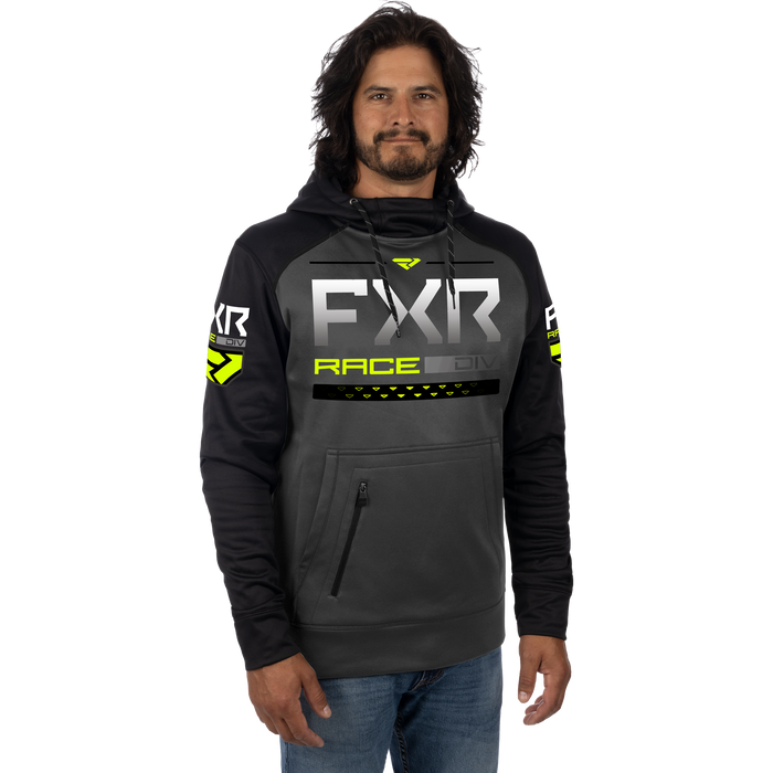 FXR Unisex Race Division Tech Pullover Hoodie in Charcoal/HiVis