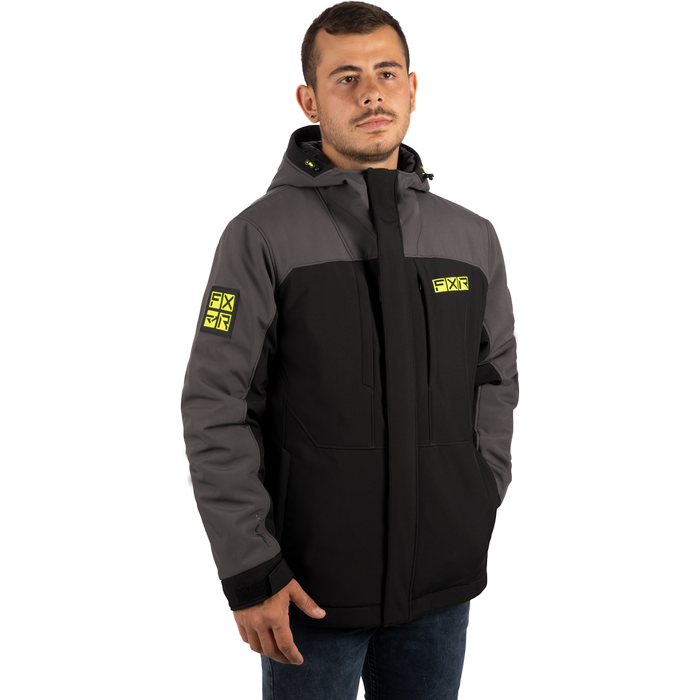 FXR Vertical Pro Insulated Softshell Jacket in Black/Charcoal
