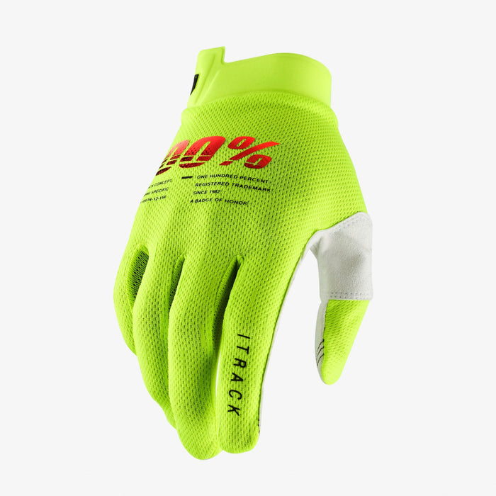 100% I-track Youth Gloves in Fluorescent Yellow