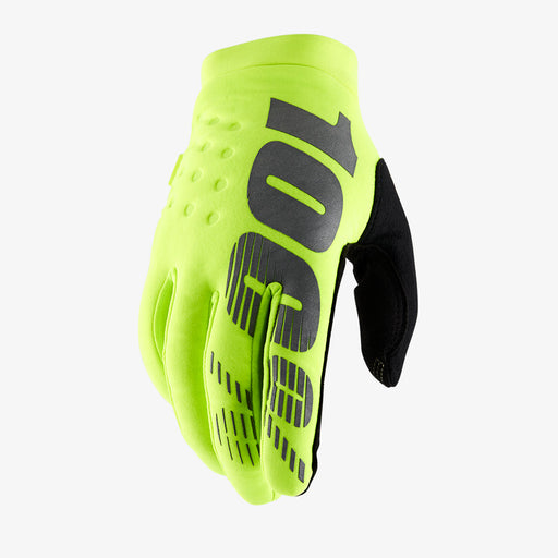 100% Brisker Youth Gloves in Fluorescent Yellow