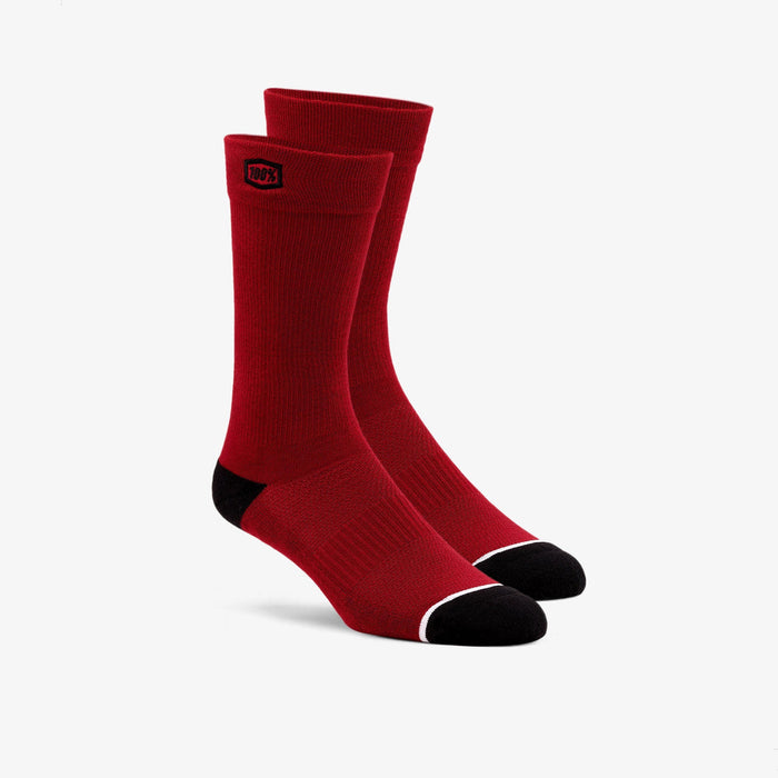 100% Solid Casual Socks in Red