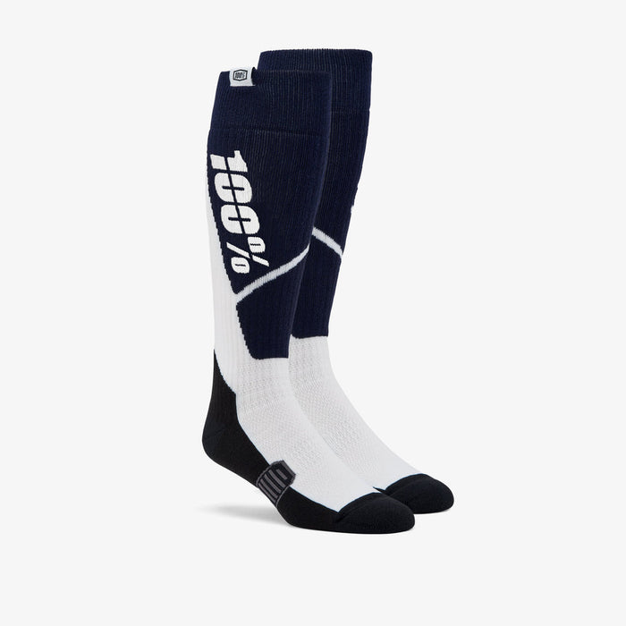 100% Comfort Moto Socks Torque - Thickto-the-knee in Navy/White
