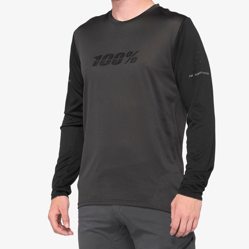 100% Ridecamp Long Sleeve Jerseys in Black/Charcoal