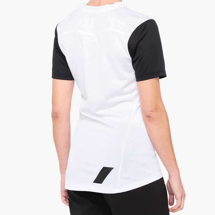 100% Short Sleeve Ridecamp Women's Jersey in White/Black