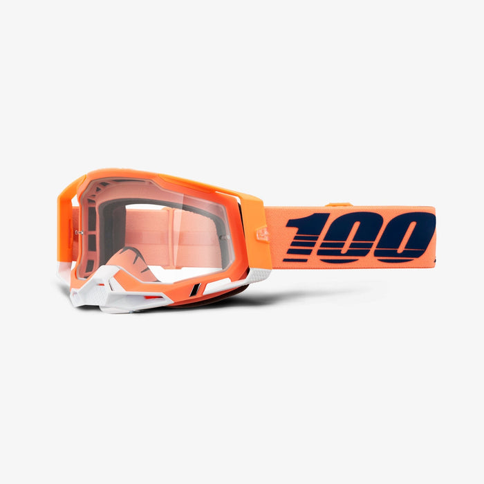 100% Racecraft 2 Googles - Clear Lens in Coral / Light Orange/Navy