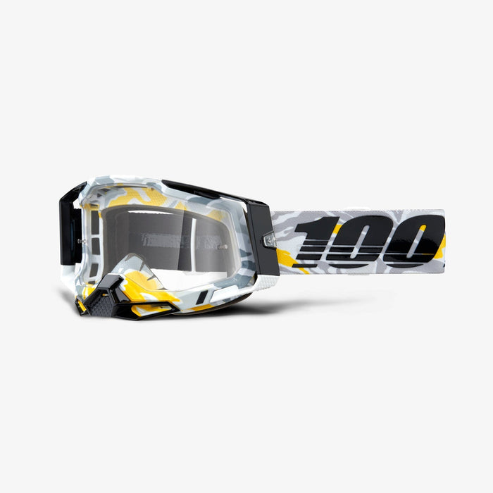 100% Racecraft 2 Googles - Clear Lens in Korb / Light Gray/Black/Yellow/White