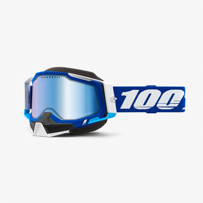 100% Racecraft 2 Snow Goggles - Mirror Lens in Blue / Blue / Blue/White