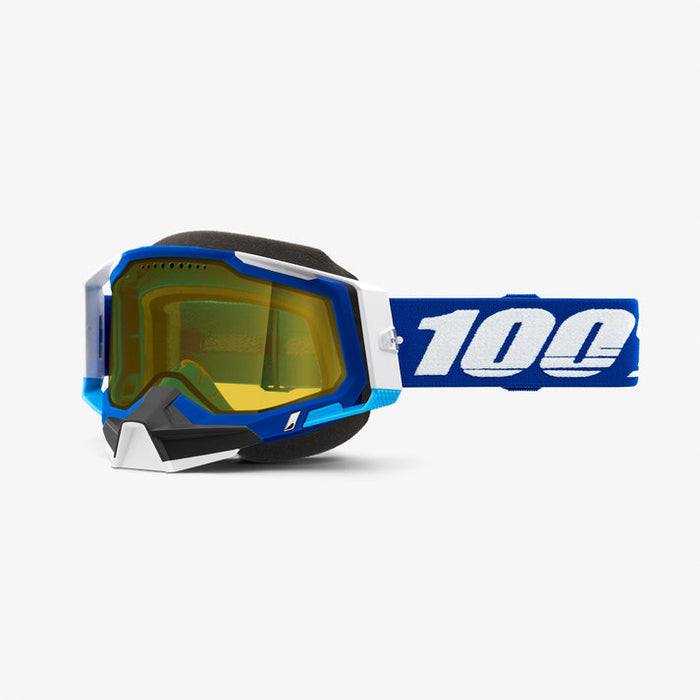100% Racecraft 2 Snow Goggles - Yellow Lens in Blue / Blue/White
