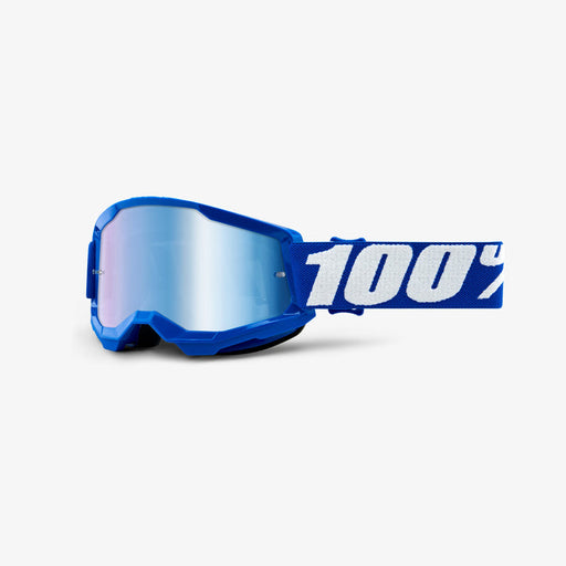 100% Strata 2 Youth Goggles - Mirror Lens in Blue / Blue / Blue/white
