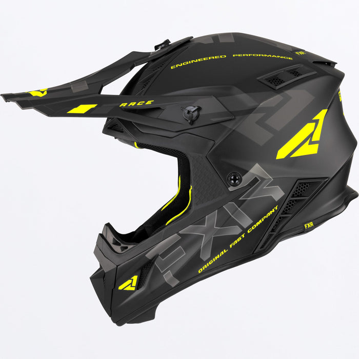 FXR Helium Race Div Helmet with D-ring in Black/Hi Vis