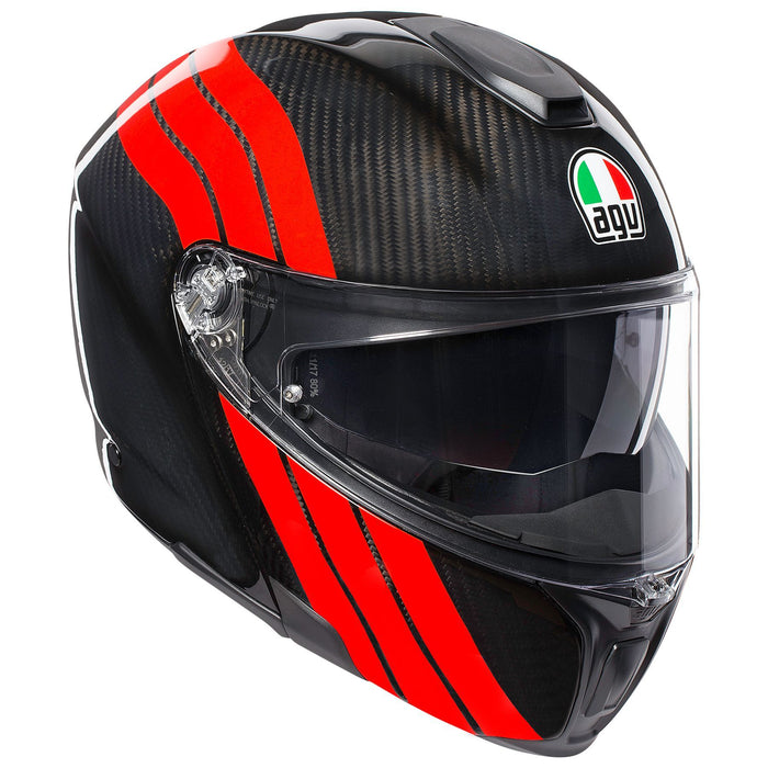 AGV Sportmodular Multi Helmet Motorcycle Helmets AGV Stripes Carbon/Red XS 