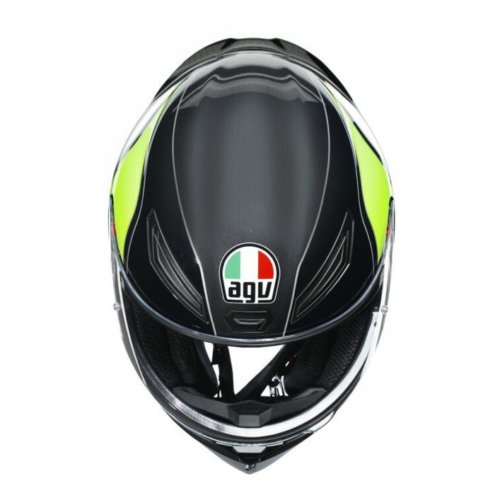 AGV K1 Power Helmet in Gunmetal/White/Green