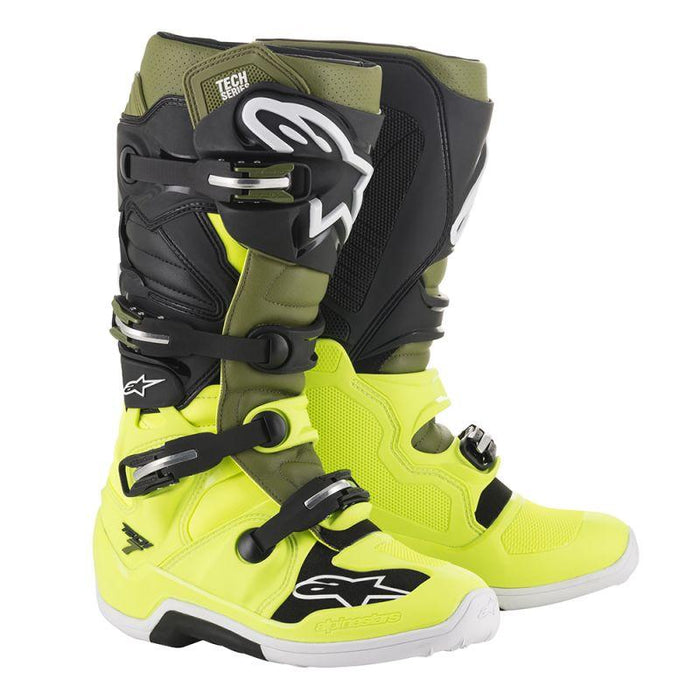 Alpinestars Tech 7 Boots - NEW COLORS! Motocross Boots Alpinestars Fluo Yellow/Military Green/Black 7 