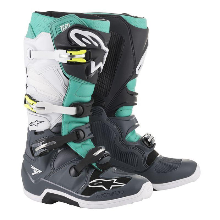 Alpinestars Tech 7 Boots - NEW COLORS! Motocross Boots Alpinestars Gray/Teal/White 7 