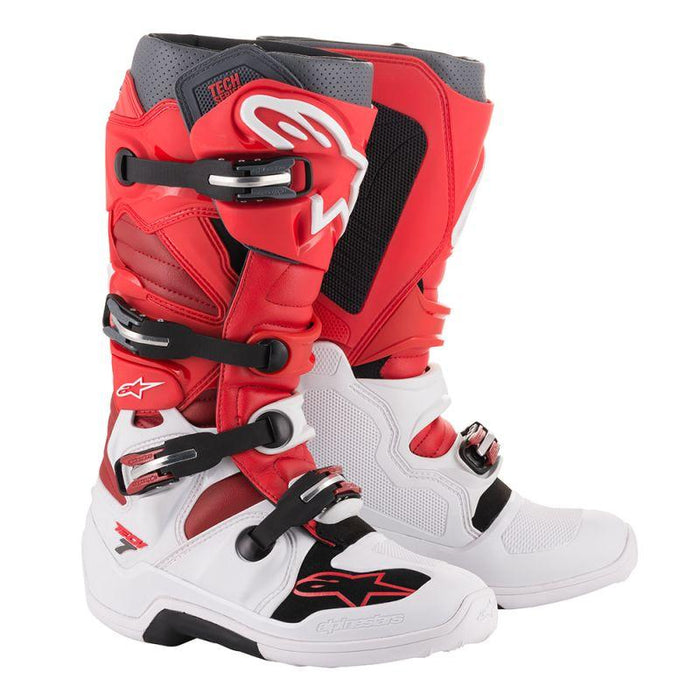 Alpinestars Tech 7 Boots - NEW COLORS! Motocross Boots Alpinestars White/Red/Burgundy 7 