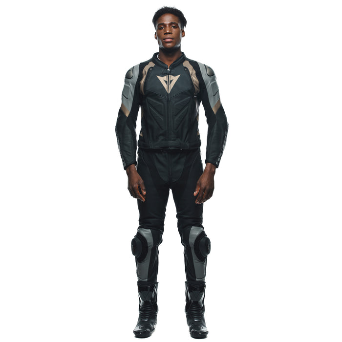Dainese Avro 4 Leather Two Piece Suit in Matte Black/Charcoal/Platinum