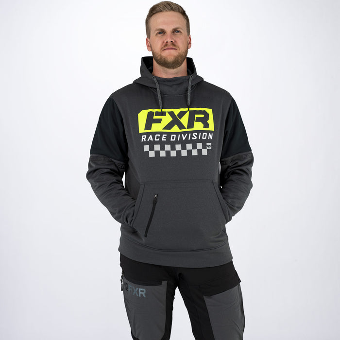 FXR Race Division Tech Pullover Hoodie in Charcoal Heather/Hi Vis