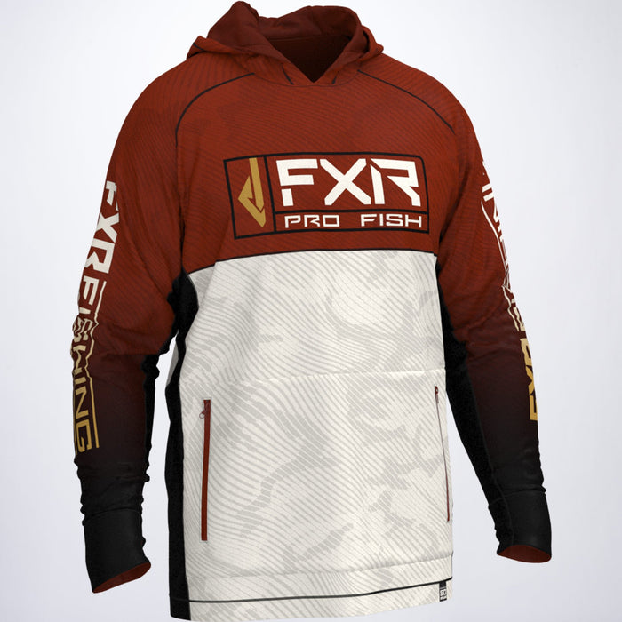 FXR Tournament Hybrid UPF Pullover Hoodie in Rust/Bone