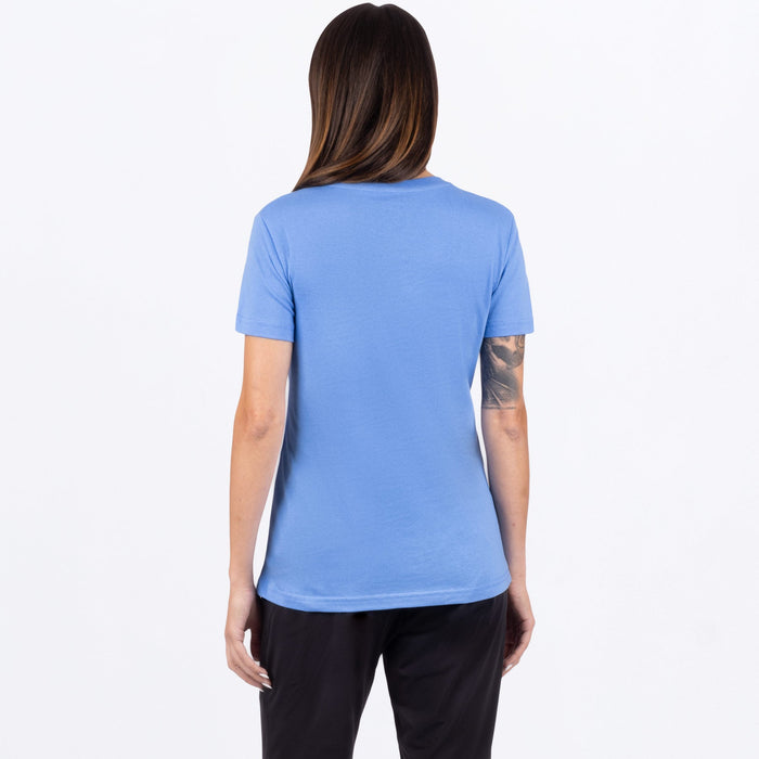 FXR Podium Premium Women's T-shirt in Tranquil Blue/E. Pink