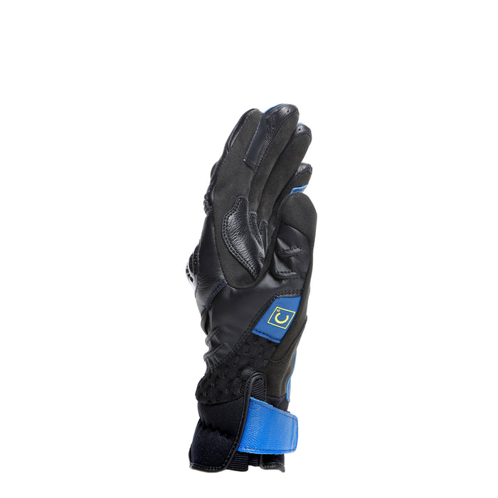 Dainese Carbon 4 Short Leather Gloves in Blue/Black/Fluo Yellow