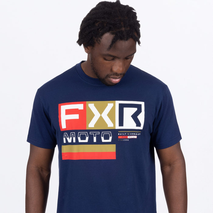 FXR Moto Premium T-shirt in Navy/Gold
