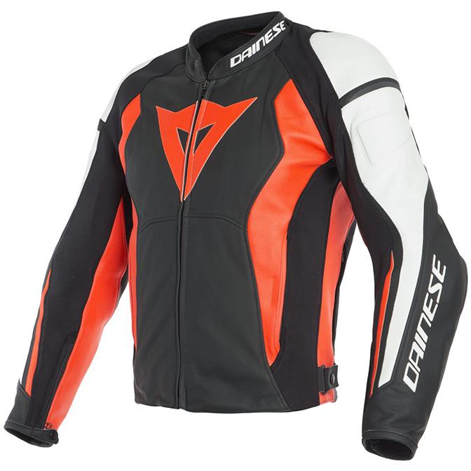Dainese Nexus Perforated Leather Jacket Men's Motorcycle Jackets Dainese BLACK/FLUO-RED/WHITE 44 