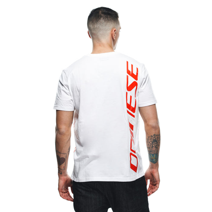 Dainese T-shirt Big Logo in White/Fluo Red