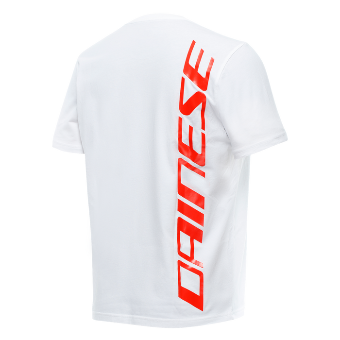 Dainese T-shirt Big Logo in White/Fluo Red