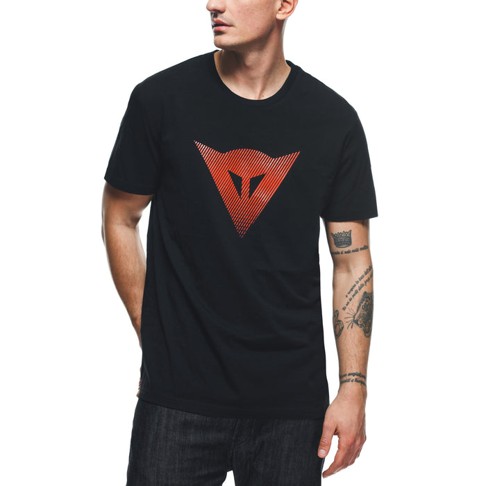 Dainese T-shirt Logo in Black/Fluo Red