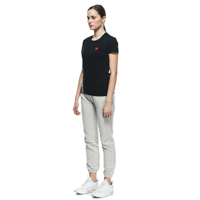 Dainese Lady T-shirt Logo in Black/Fluo Red