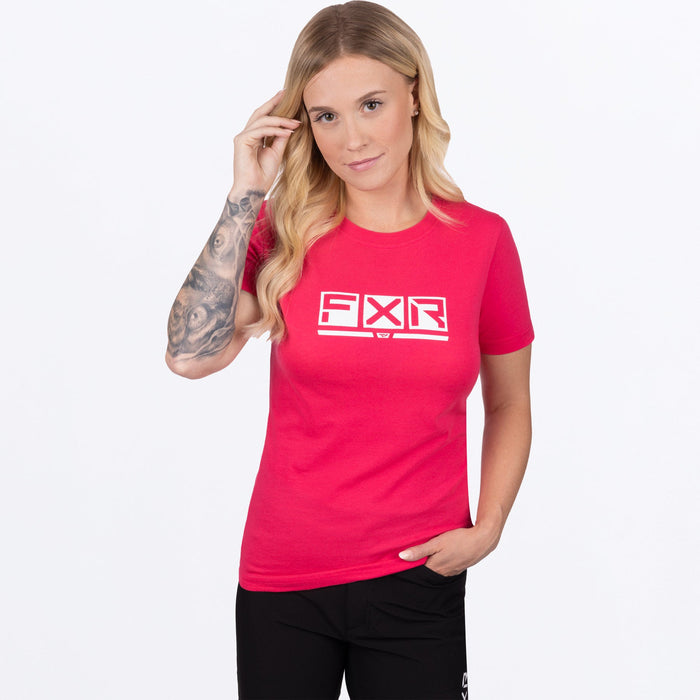 FXR Podium Premium Women's T-shirt in Razz/White