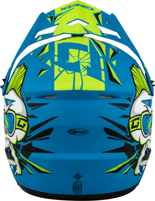 GMAX MX-46Y Unstable Youth MX Helmet in Blue/Green/Matte