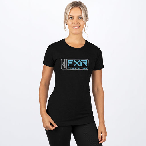 FXR Excursion Women's T-Shirt in Black/Sky Blue