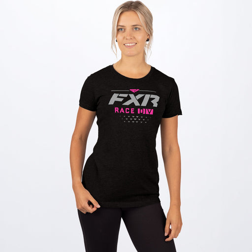 FXR Race Div Women's T-Shirt in Black/Electric Pink