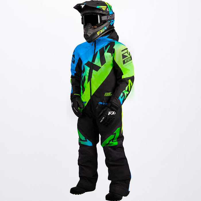 FXR CX Youth Monosuit in Lime-Blue Fade/Black