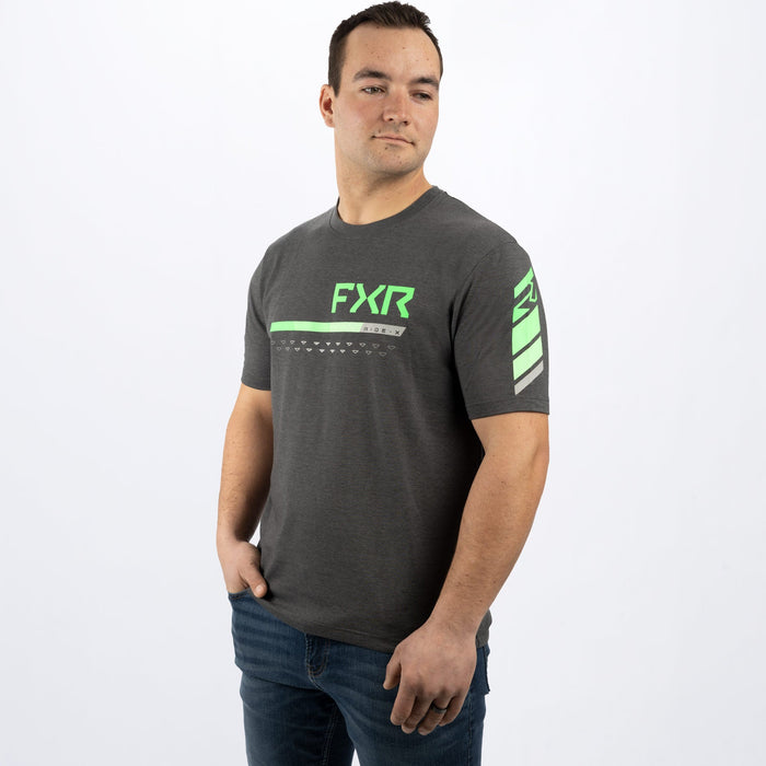 FXR Helium Tech Short Sleeve Jersey in Charcoal Heather/Lime