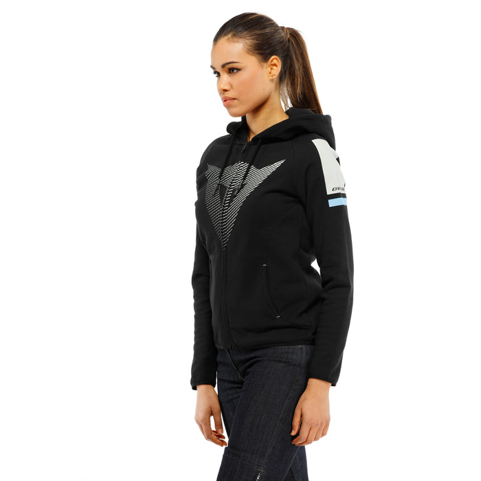 Dainese Face Lady Full-Zip Hoodie in Black/Cool Grey/Light Blue