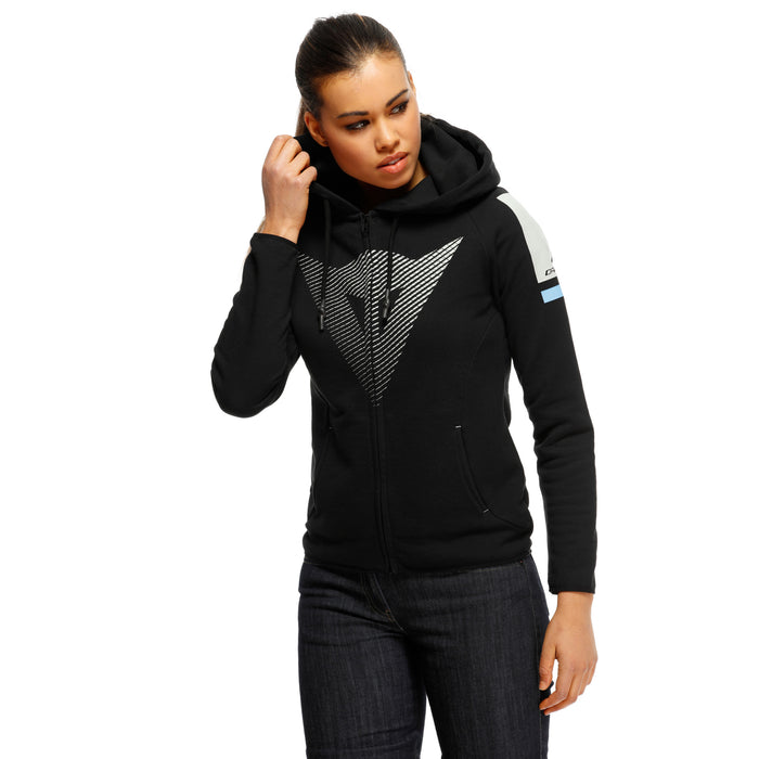 Dainese Face Lady Full-Zip Hoodie in Black/Cool Grey/Light Blue
